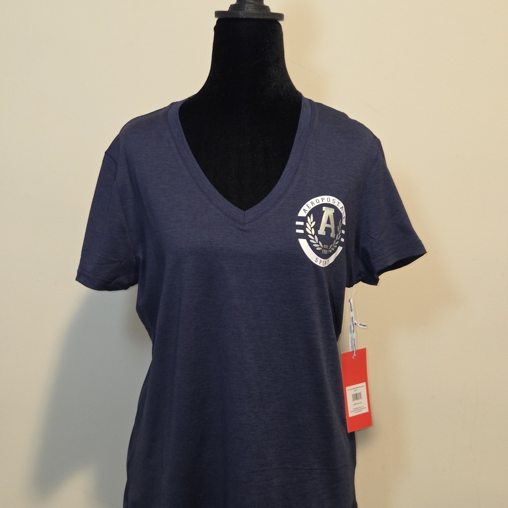 Aeropostale Navy V-Neck Tee with Logo